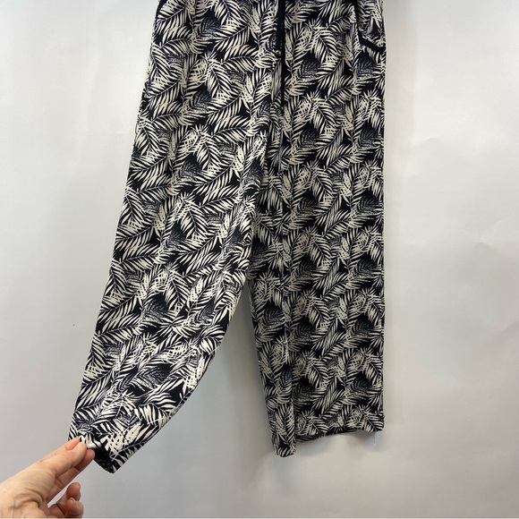 Max Studio Black White Elastic Waist Wide Leg Palazzo Pants, M - Picture 6 of 7
